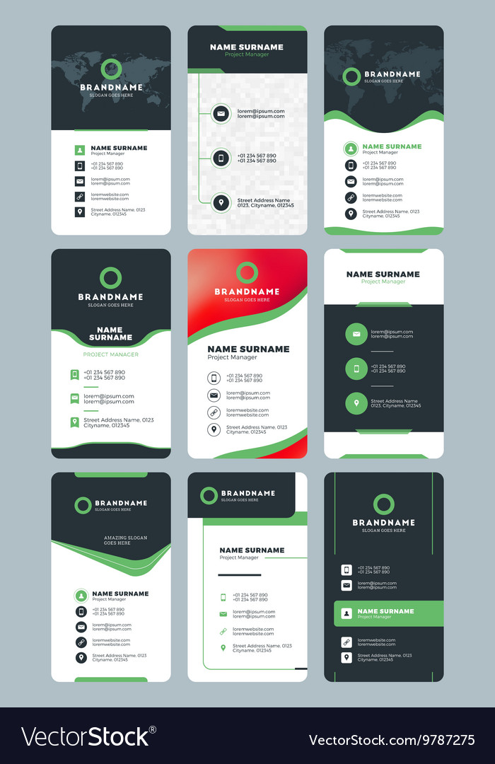 Set of modern vertical business card print