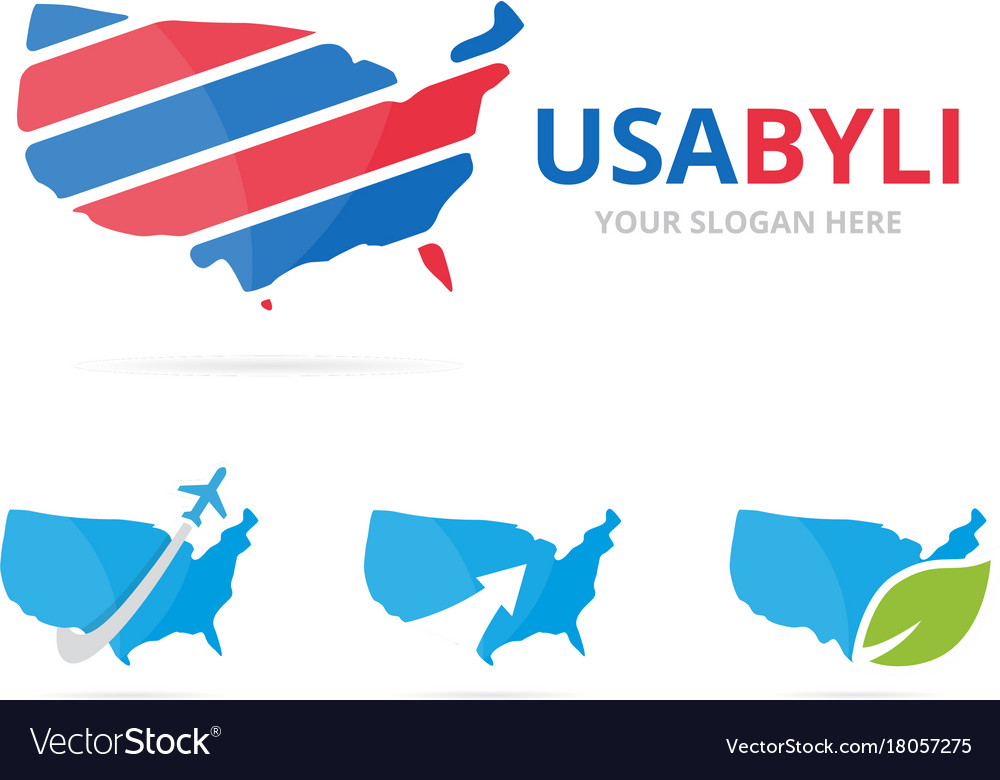 Set of usa logo combination america and country