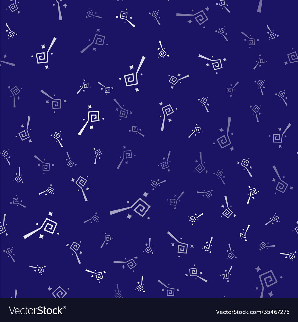 White magic staff icon isolated seamless pattern