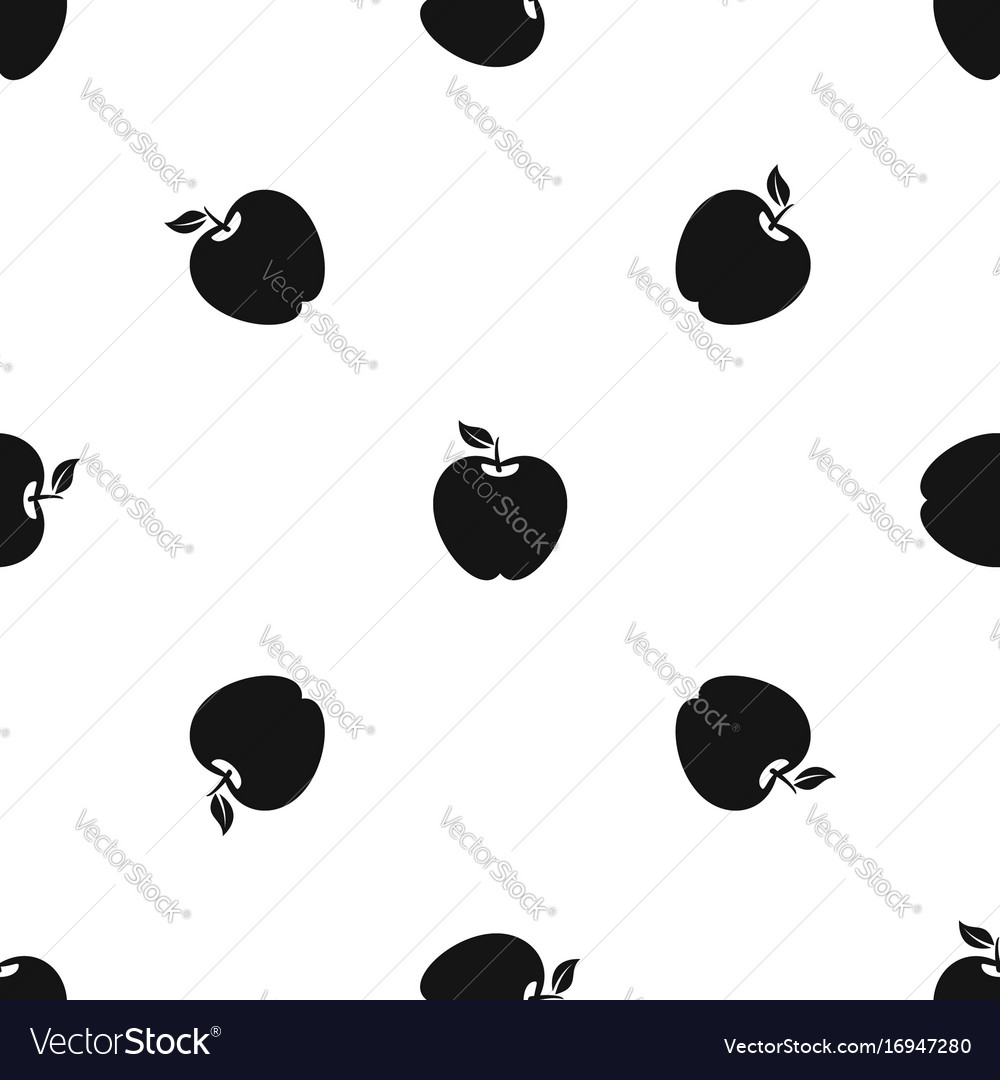 Apple pattern seamless black Royalty Free Vector Image