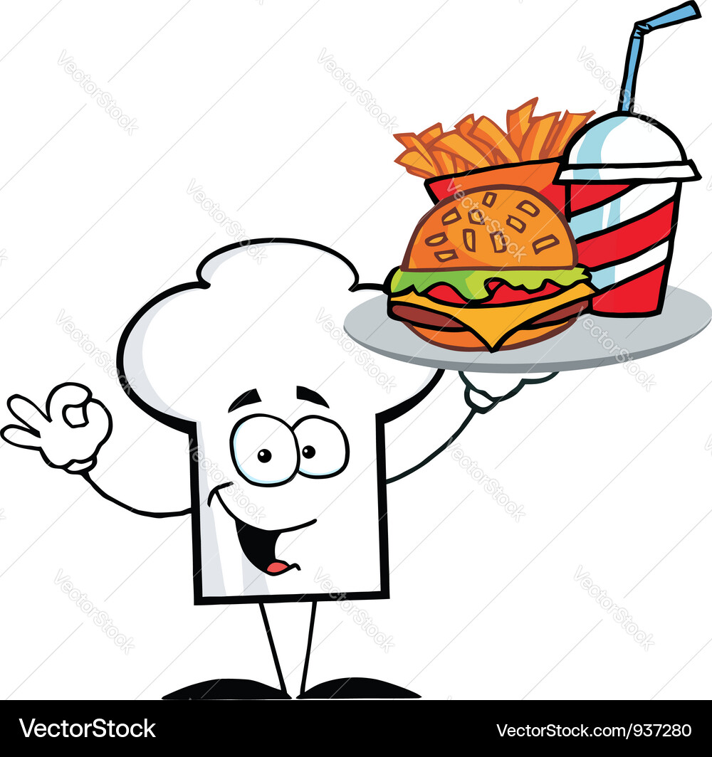 Chef Hat Guy Serving Fast Food Royalty Free Vector Image