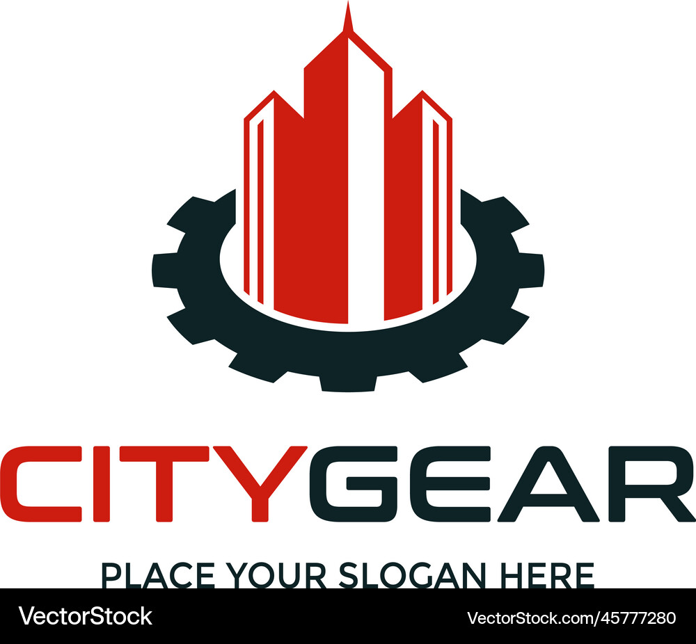 City gear logo template this design use building Vector Image