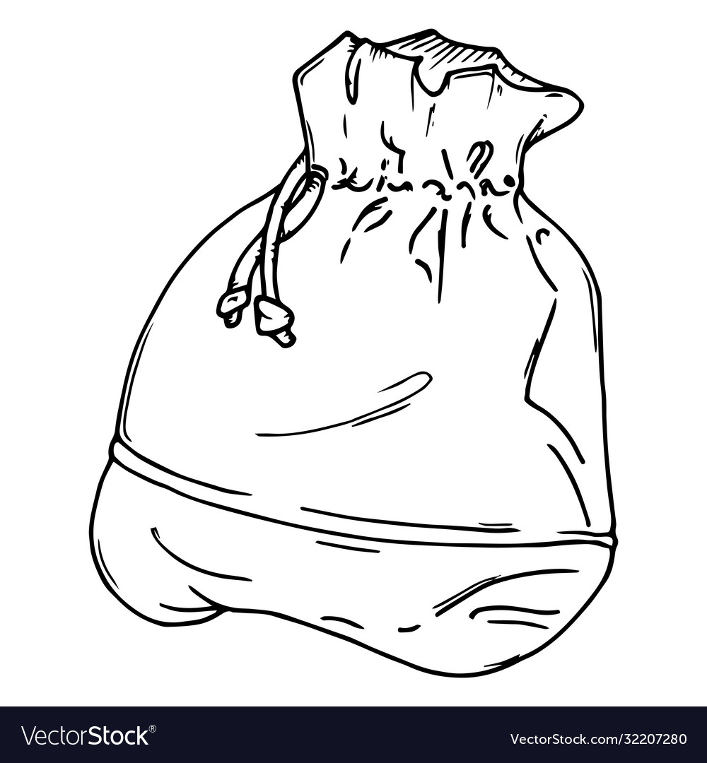 Cloth bag icon a bag hand drawn old Royalty Free Vector