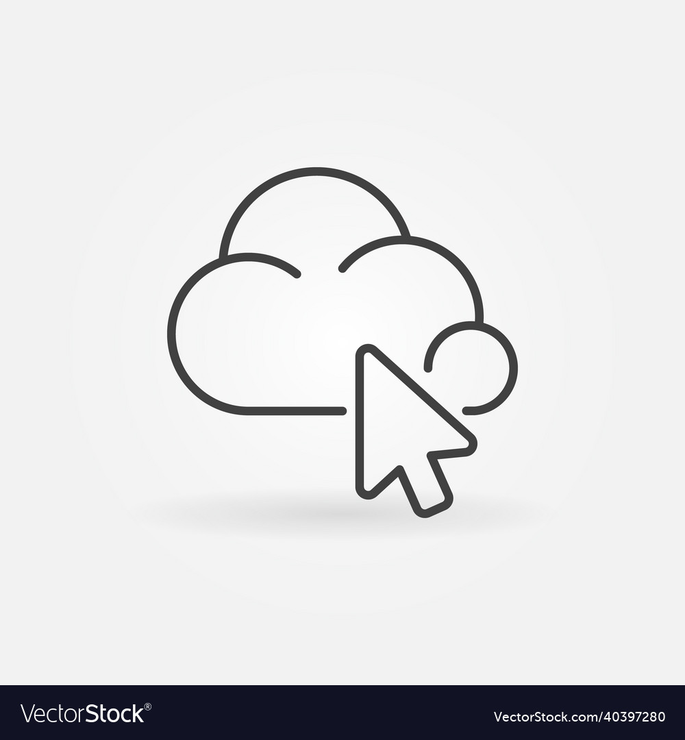 Cloud with mouse cursor thin line concept