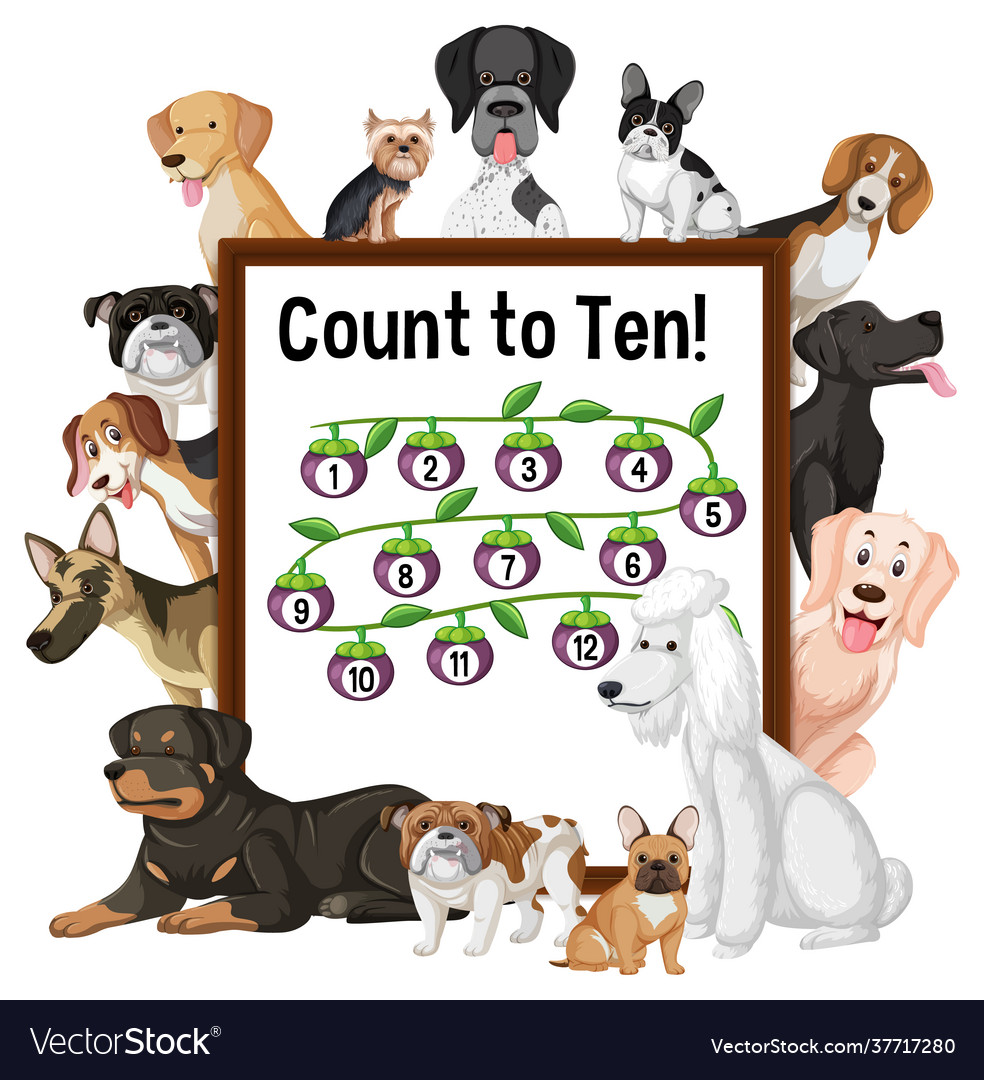 Count to ten board with many different types vector image Count to ten board with many different types
