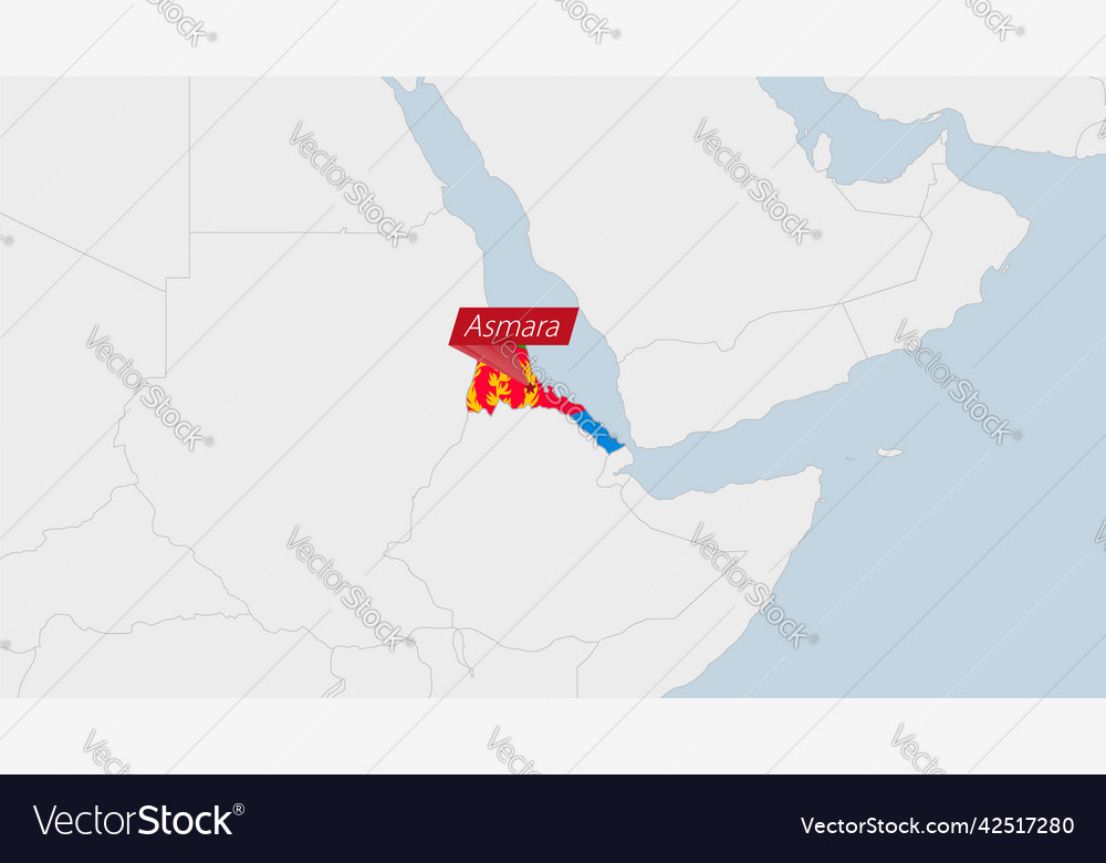 Eritrea map highlighted in flag colors