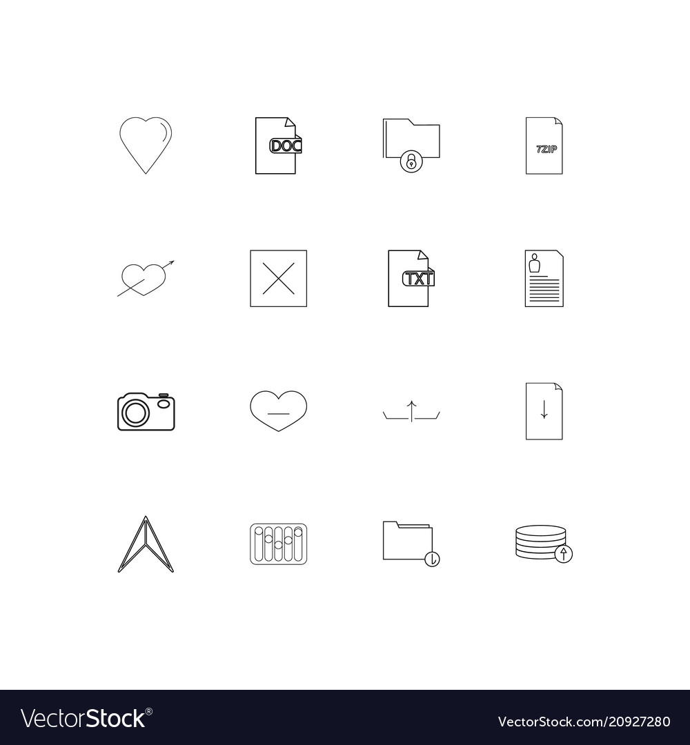 Files and folders sign linear thin icons set