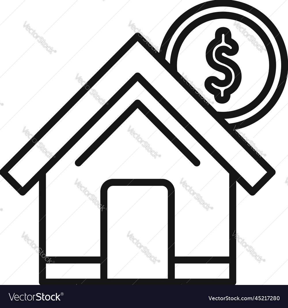 Finance house icon outline rent money Royalty Free Vector