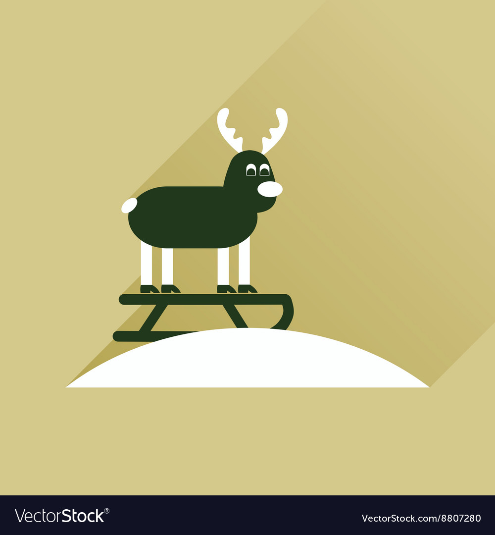 Flat icon with long shadow reindeer sledging