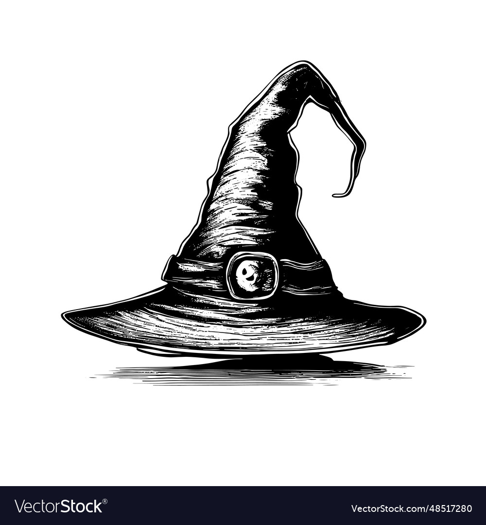 Halloween witch hat sketch Royalty Free Vector Image