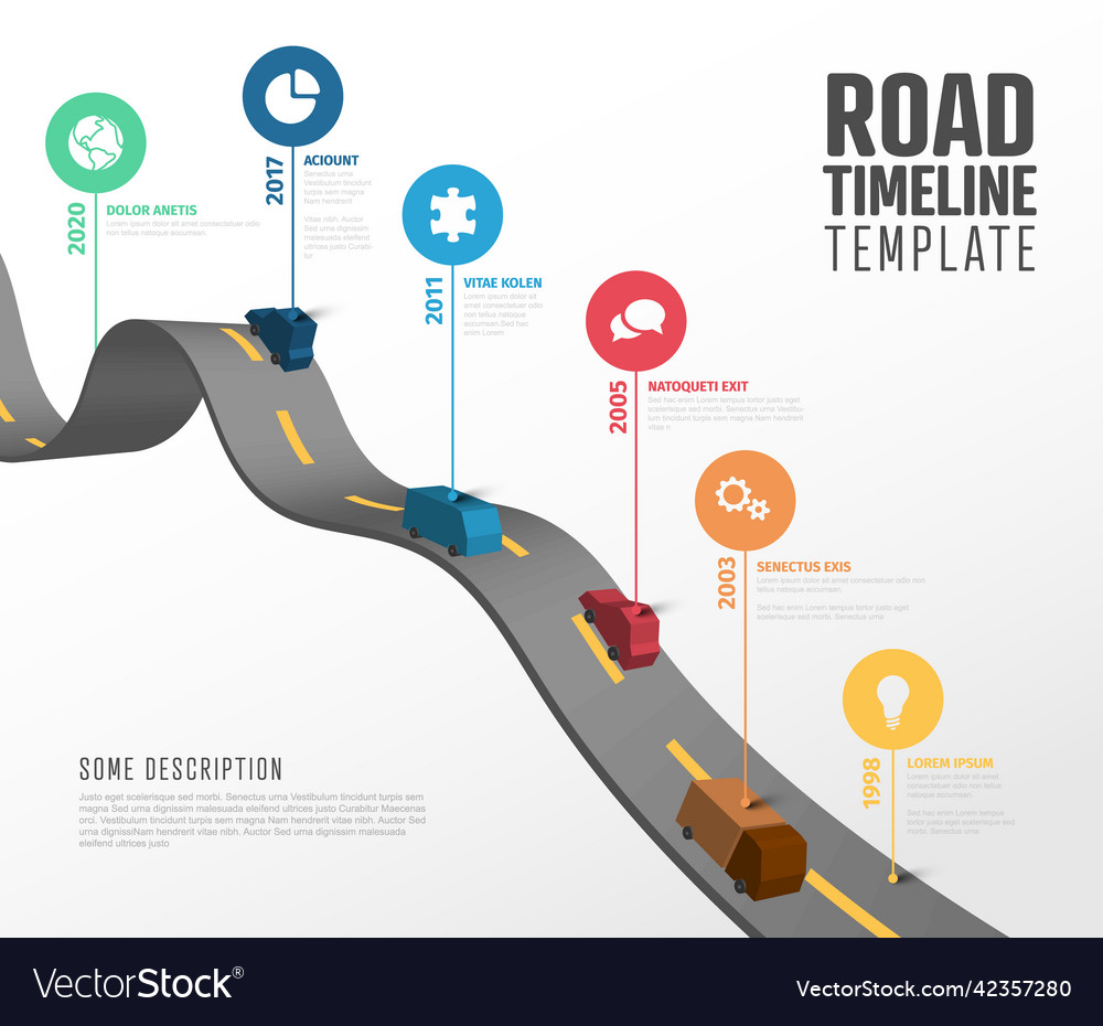 Infographic timeline template with pointers vector image Infographic timeline template with pointers