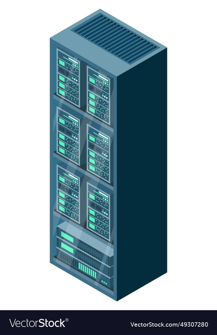 Isometric server network room 3d computer vector image Isometric server network room 3d computer