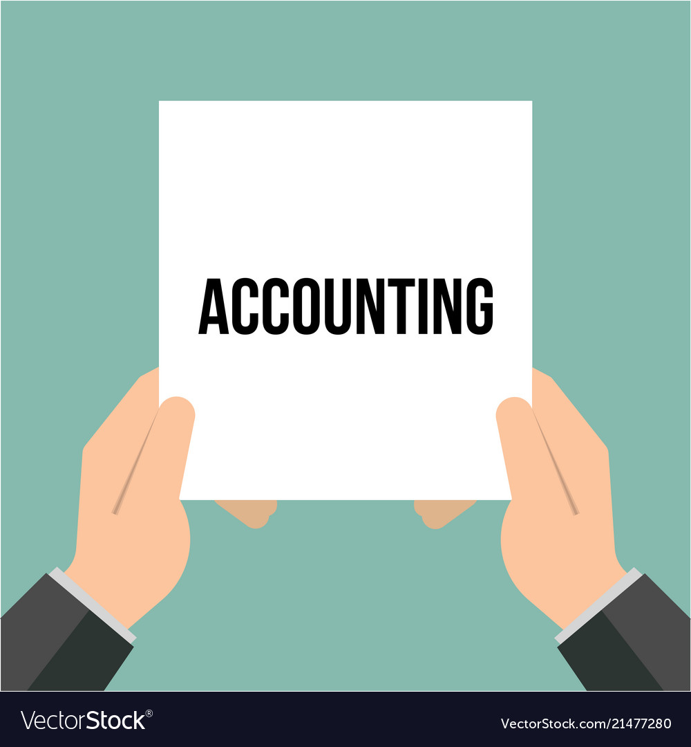 Man showing paper accounting text vector image Man showing paper accounting text
