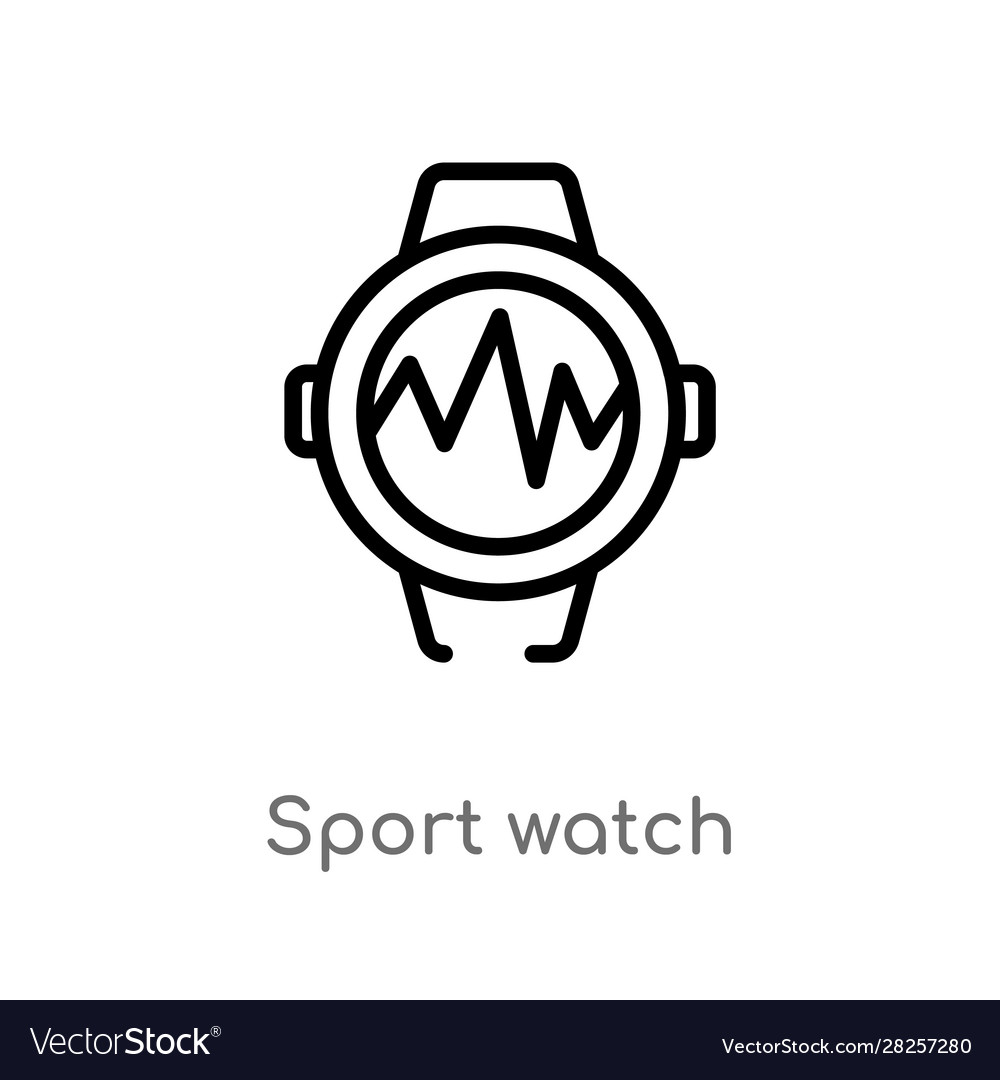 Outline Sport Watch Icon Isolated Black Simple Vector Image