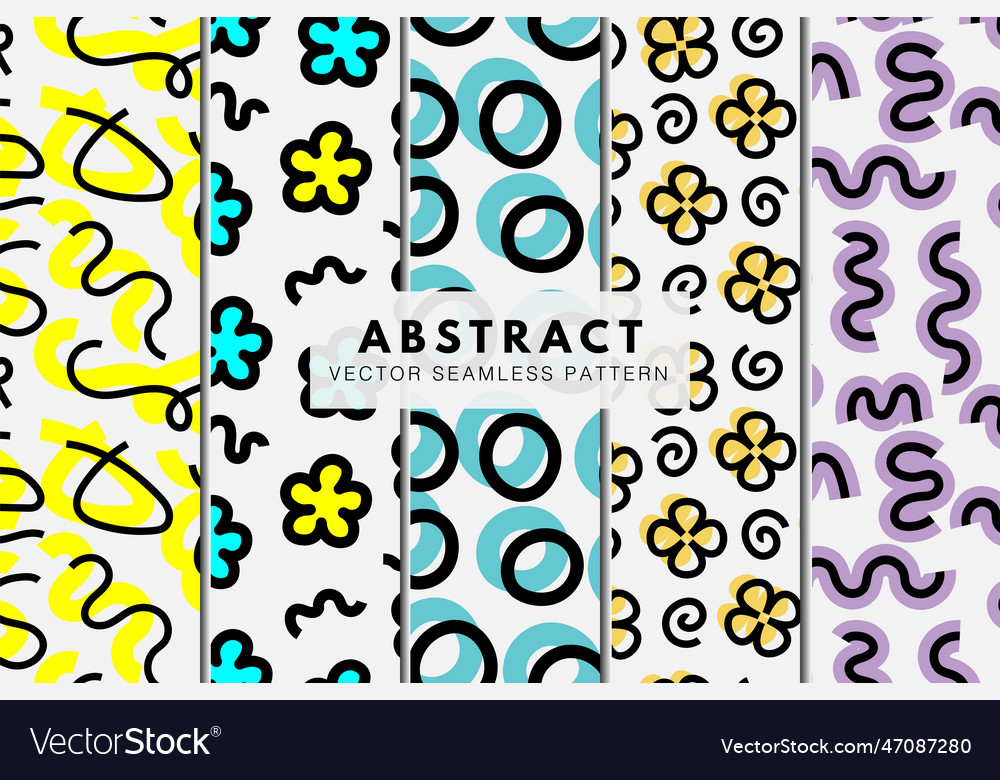 Pattern collection of abstract lines and floral