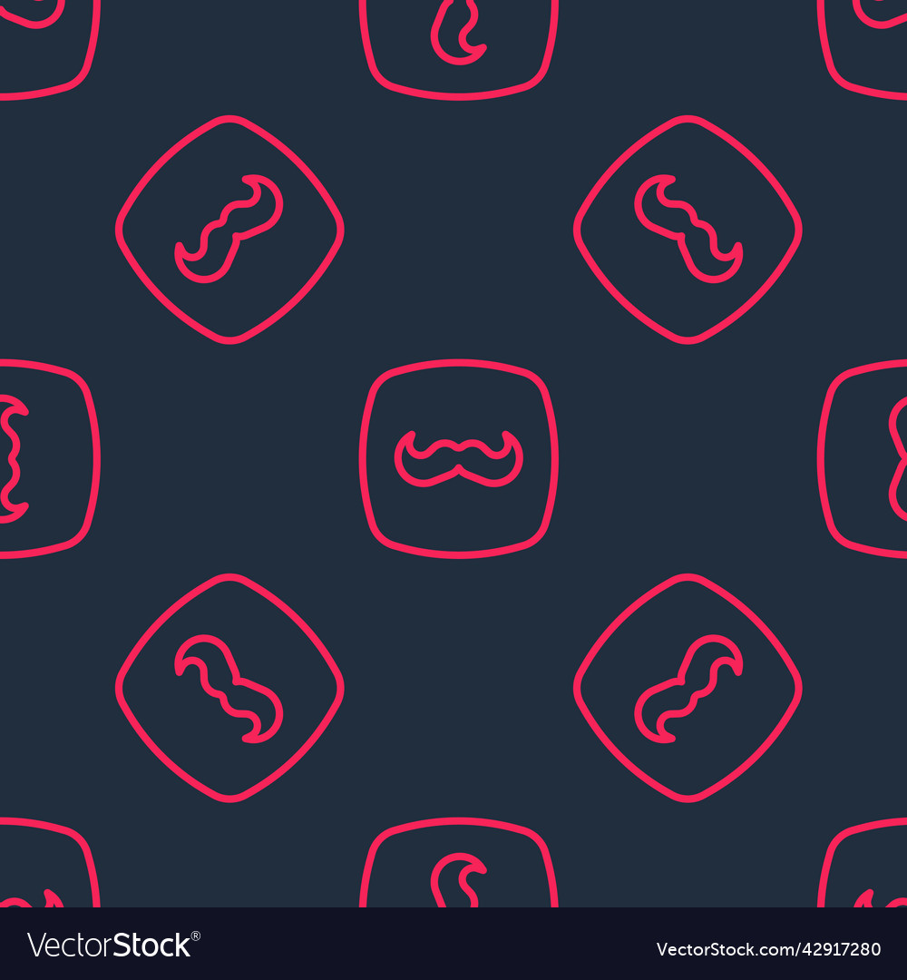 Red line mustache icon isolated seamless pattern