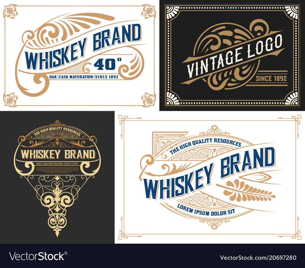 Set 4 old cards western style Royalty Free Vector Image