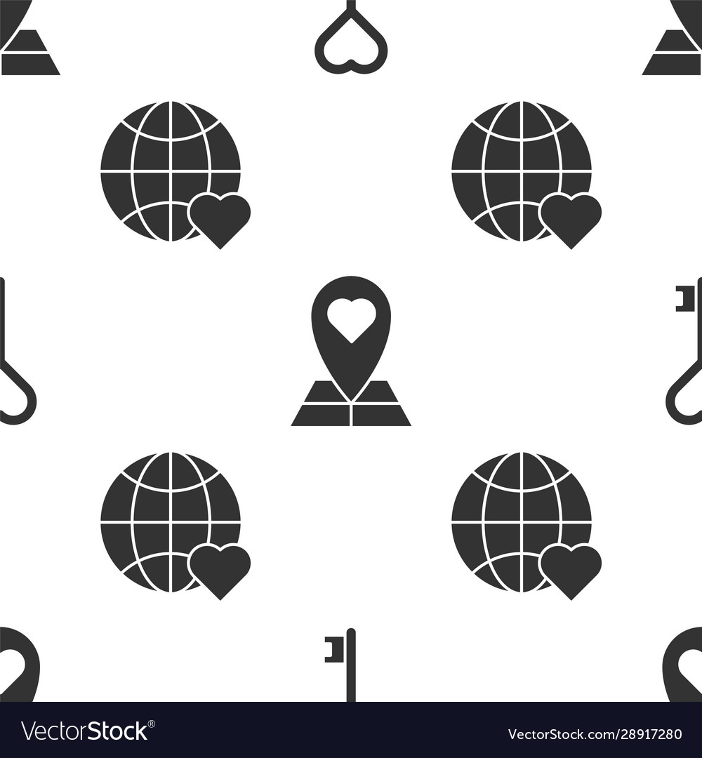 Set key in heart shape map pointer vector image Set key in heart shape map pointer