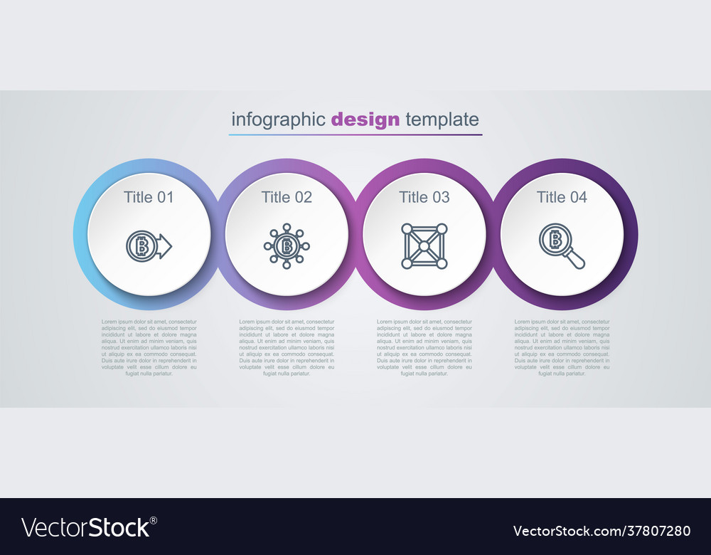 Set line bitcoin blockchain technology vector image Set line bitcoin blockchain technology
