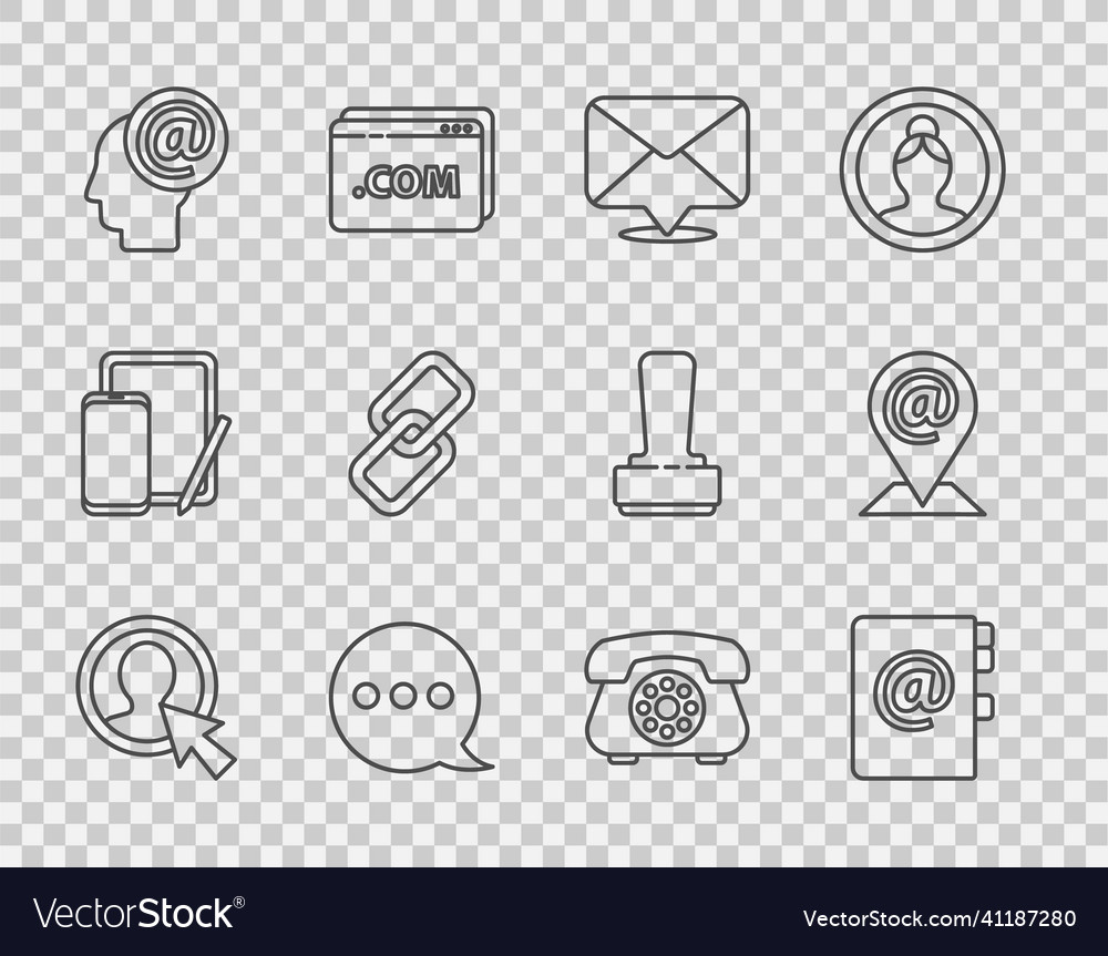 Set line create account screen address book vector image Set line create account screen address book