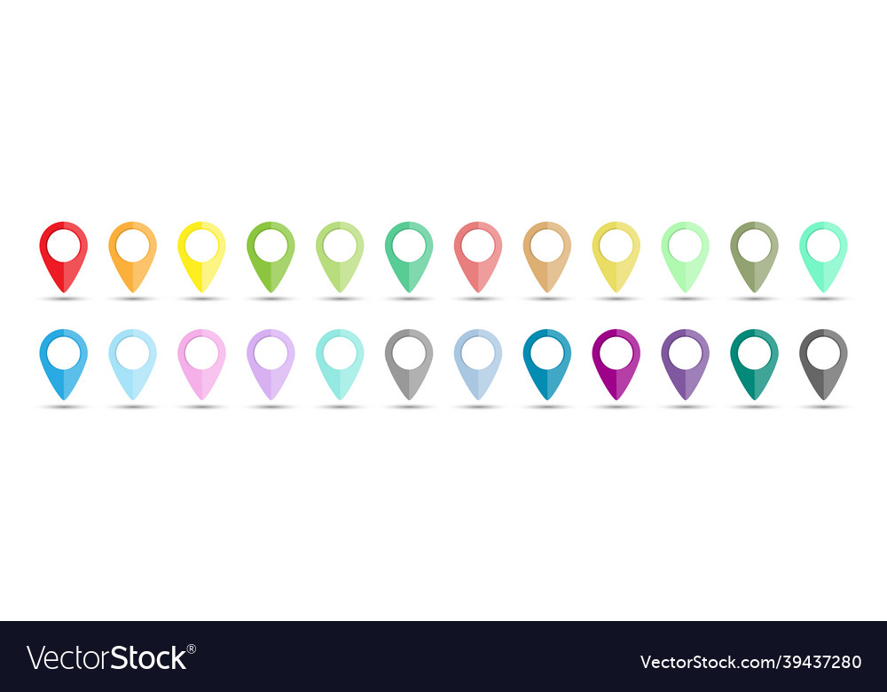 Set of colored dots or pointers for a map vector image Set of colored dots or pointers for a map