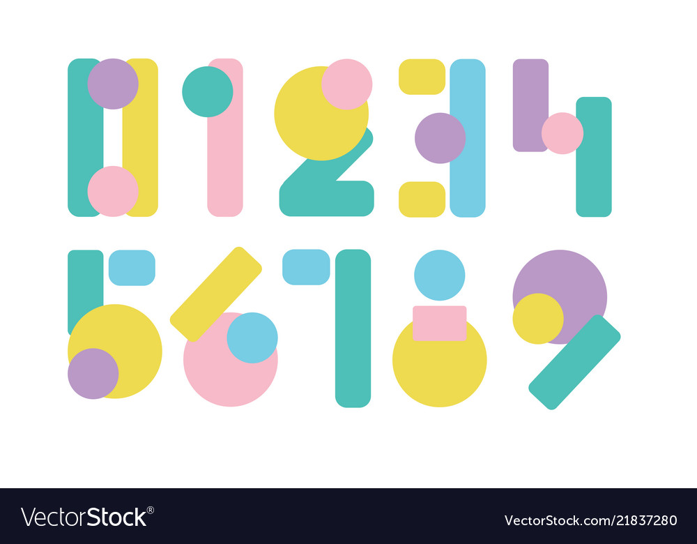 Set of ten numbers form zero to nine
