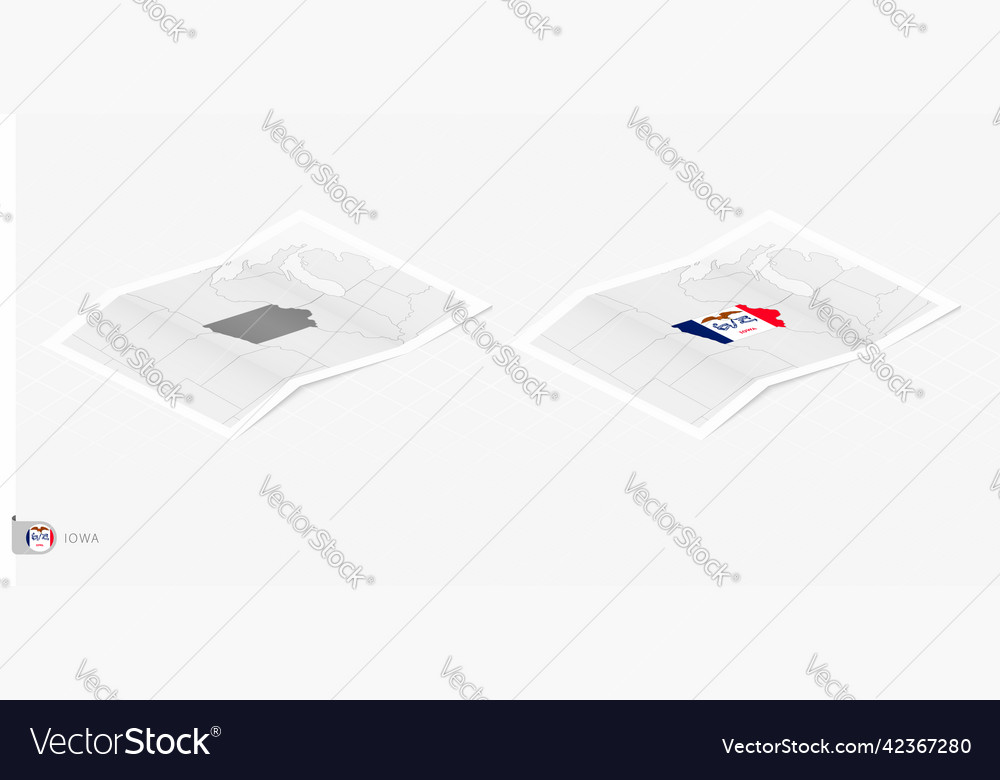 Set von zwei realistischen Landkarte iowa mit Schatten