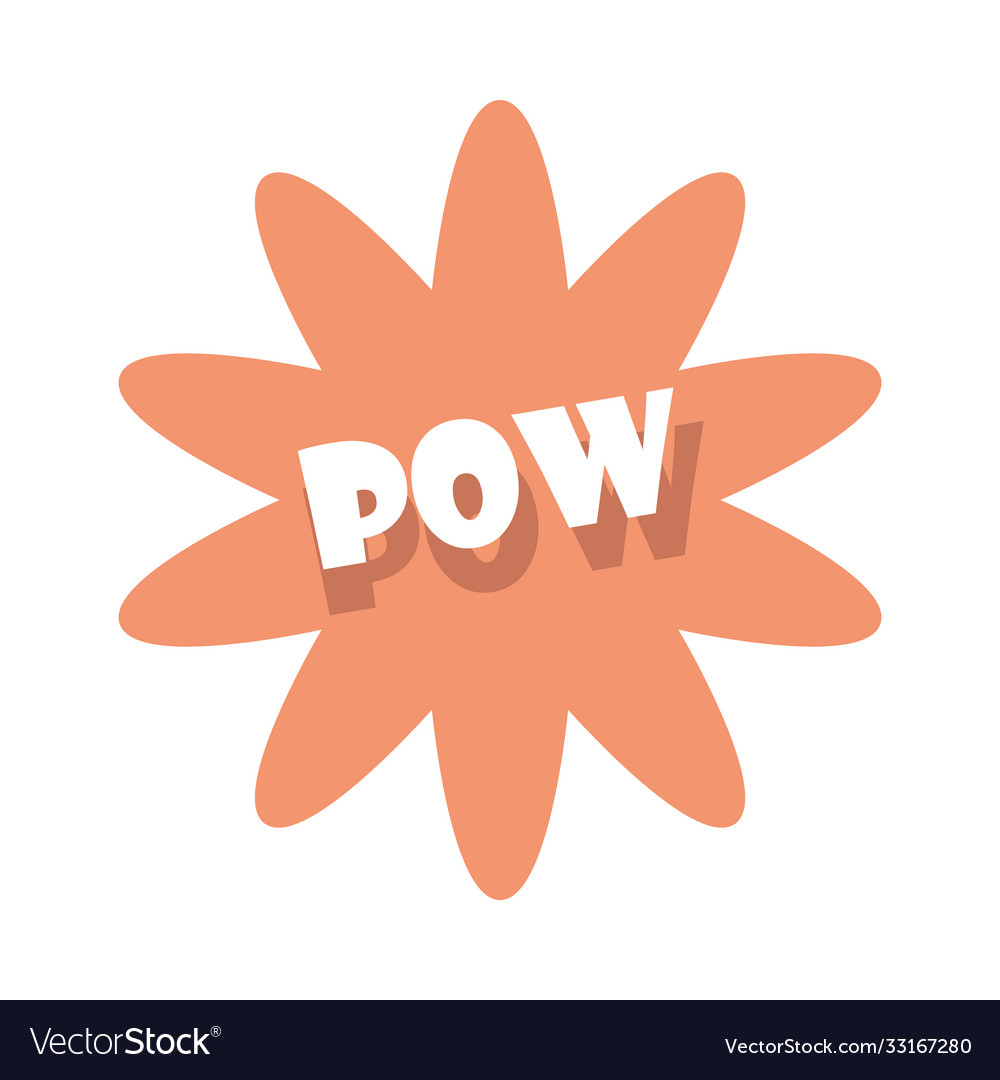 Slang bubbles flower sticker pow word over white Vector Image