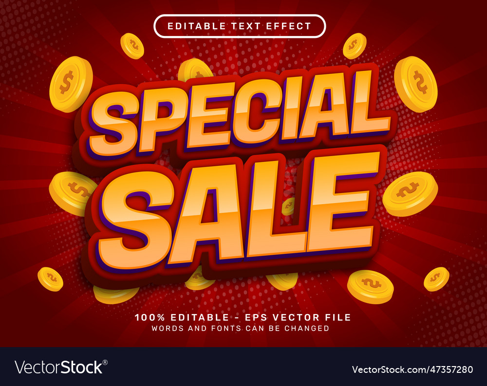 Special sale 3d text effect and editable text Vector Image