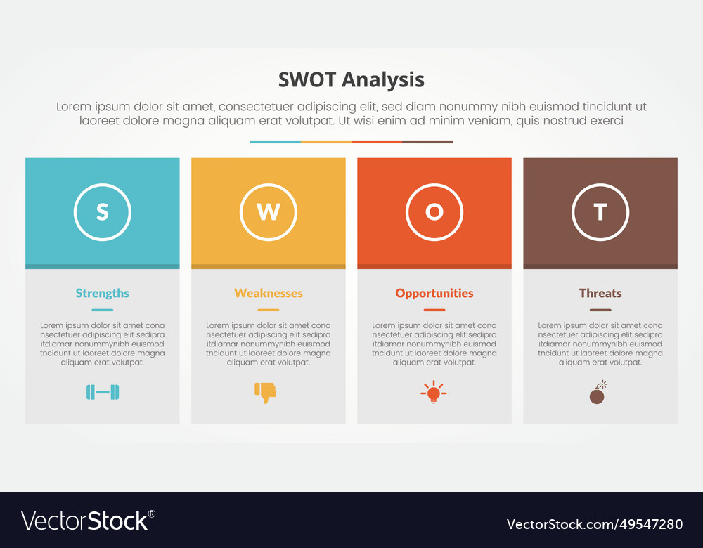 Swot Business Framework Strategic Template Vector Image