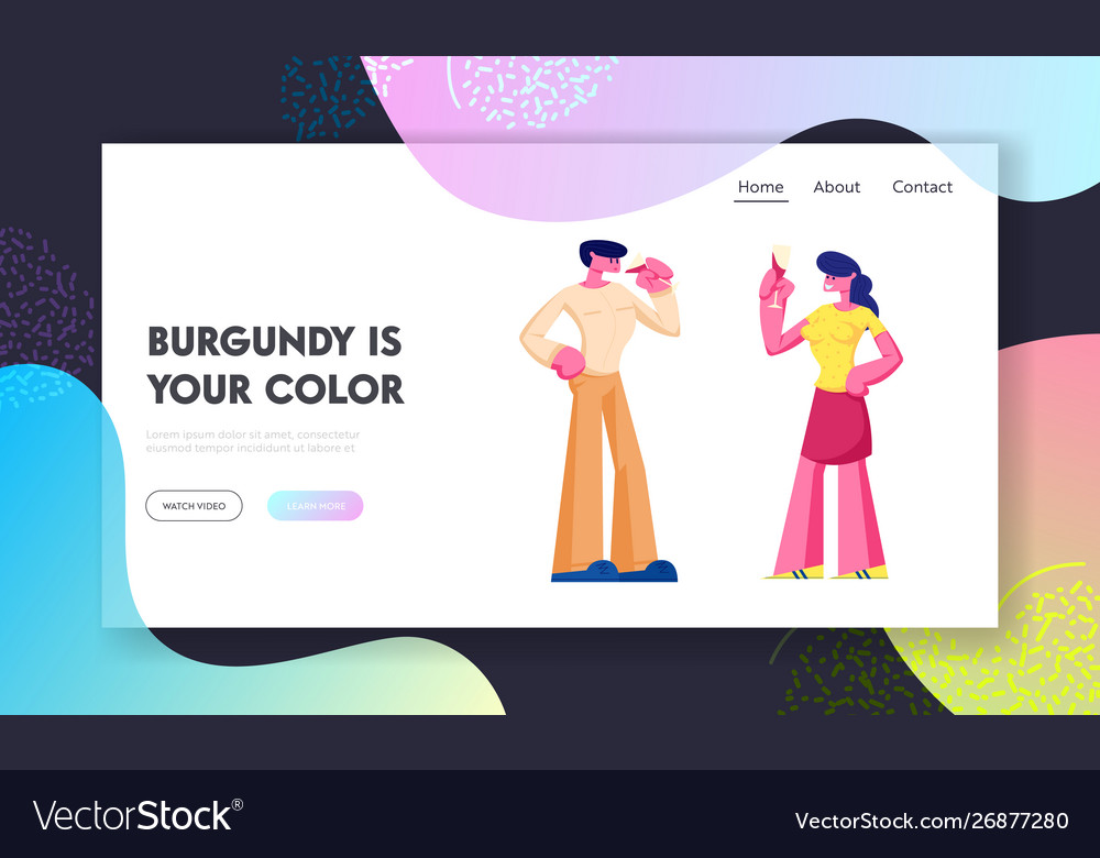 Wine degustation process website landing page man Vector Image Wine degustation process website landing page man