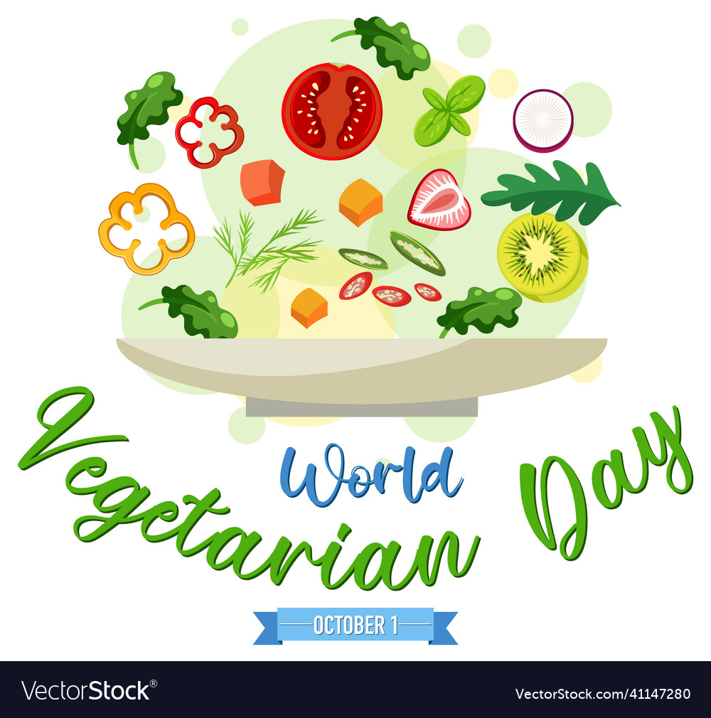 World vegetarian day logo with vegetable and fruit