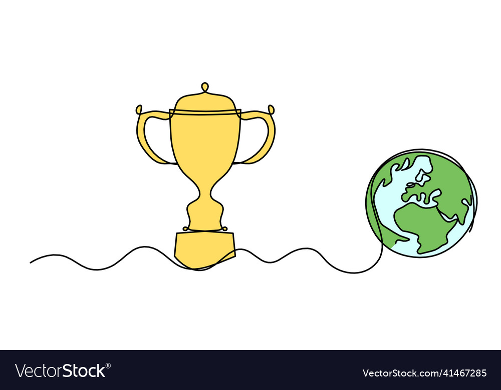 Abstract color cup globe as continuous lines