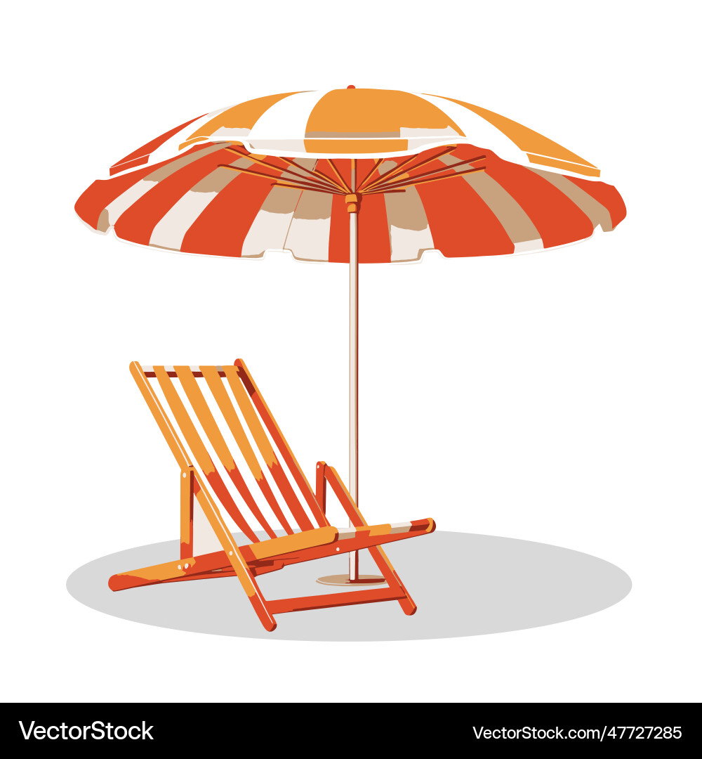 Beach chair and umbrella Royalty Free Vector Image