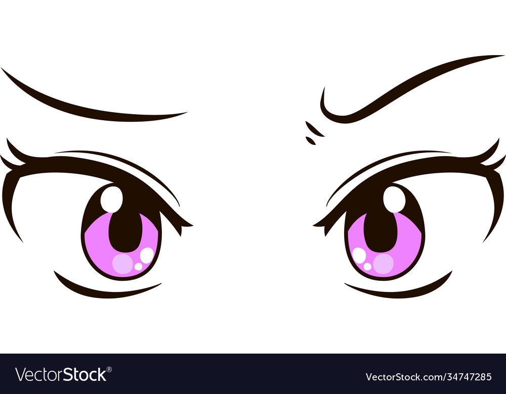 Cute anime-style eyes with a suspicious expression