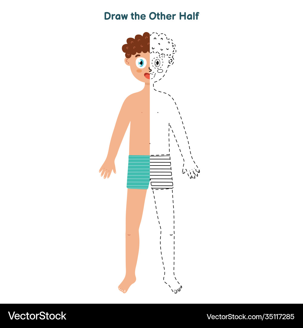 Draw Other Half Game For Kids Dot To Dot Vector Image