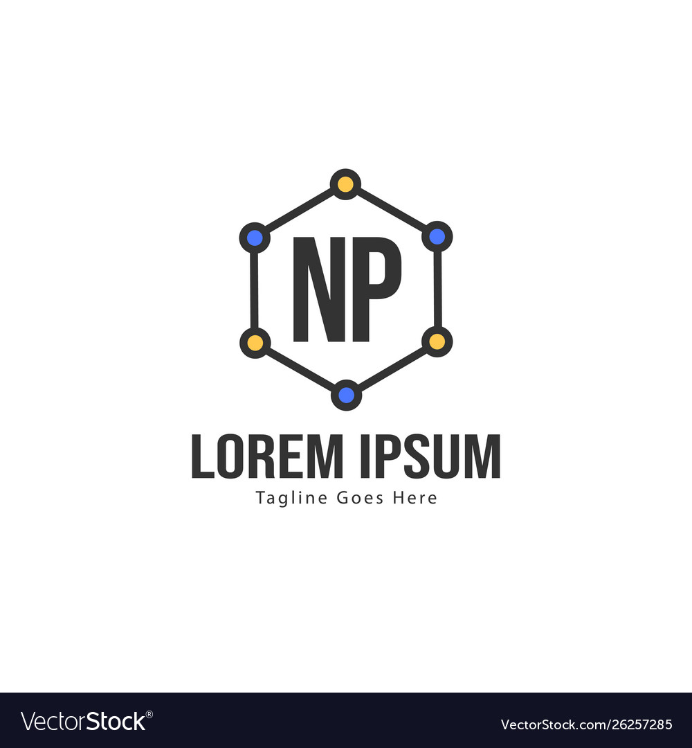 Initial np logo template with modern frame Vector Image Initial np logo template with modern frame
