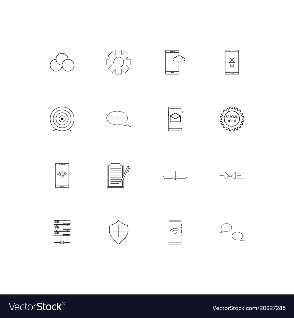 Internet technologies linear thin icons set