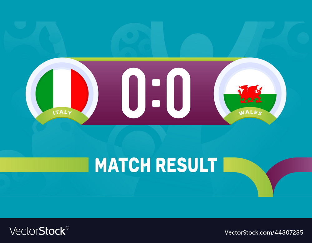 Italy vs wales match result european football Vector Image