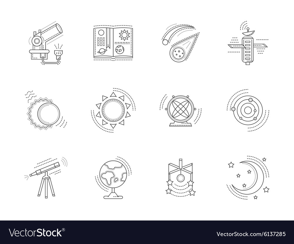 Linear icons collection for astronomy