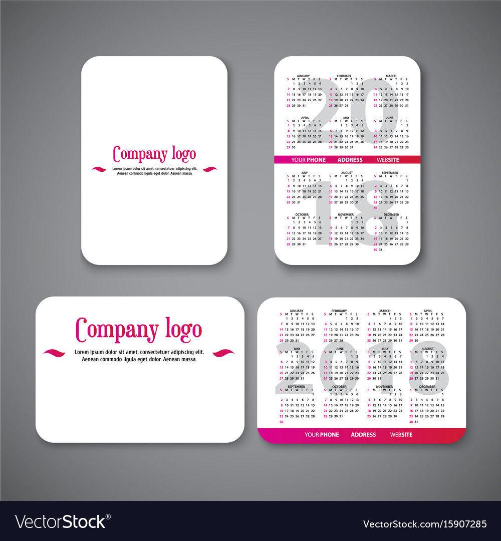 Download Pocket Calendar Template Royalty Free Vector Image