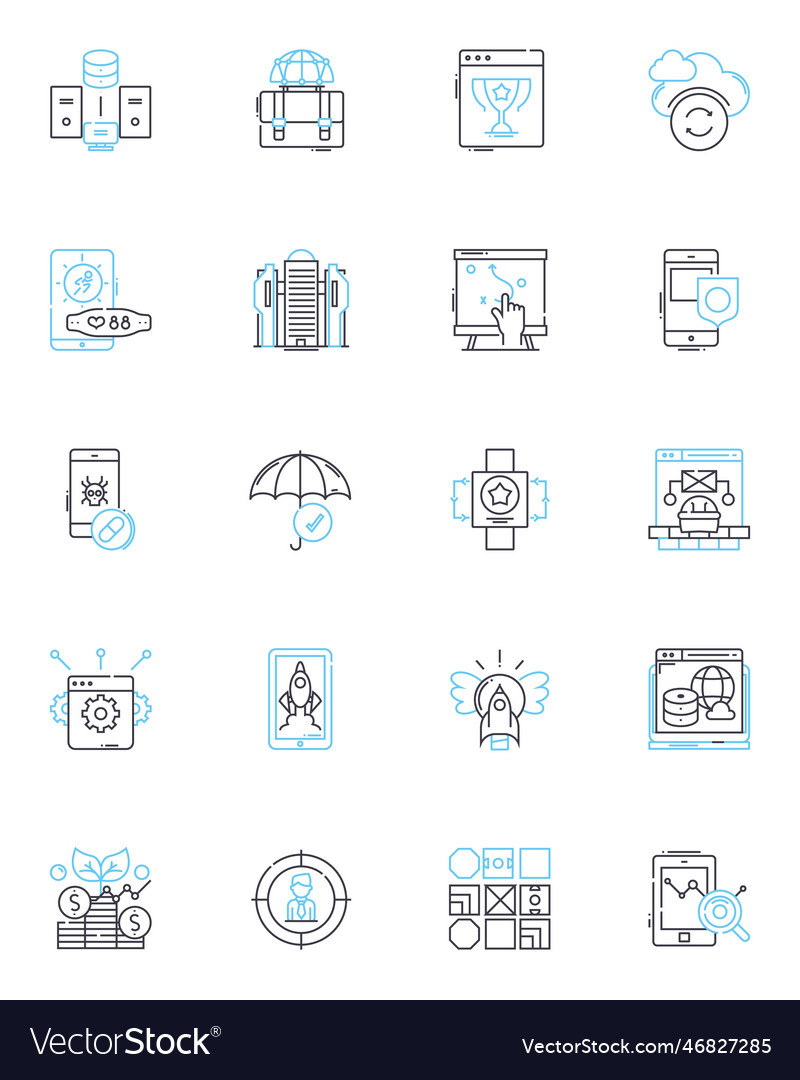 Search engine linear icons set google bing vector image Search engine linear icons set google bing