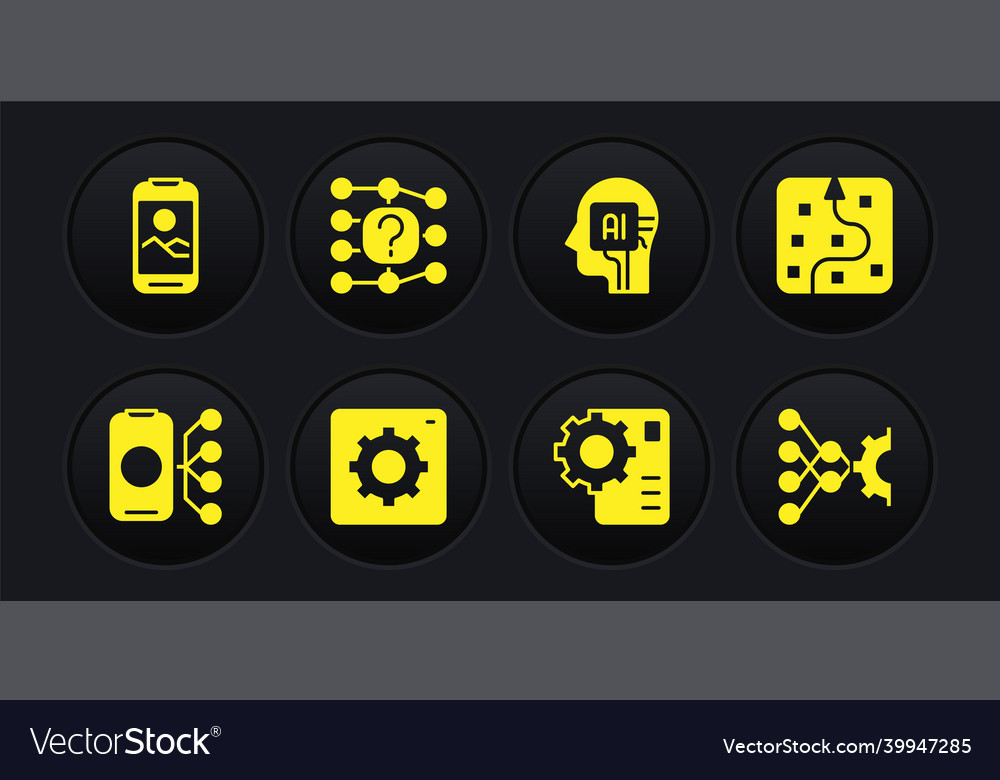 Set neural network computer api interface vector image Set neural network computer api interface