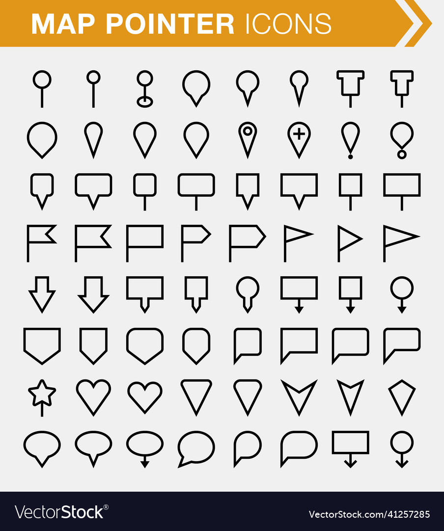 Satz von Pixel perfekt dünne Linie Kartenzeiger Symbole vector image Satz von Pixel perfekt dünne Linie Kartenzeiger Symbole