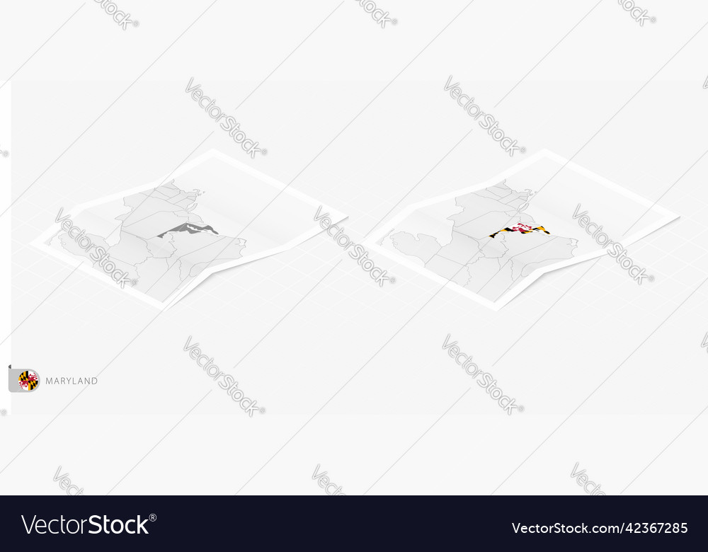 Set of two realistic map maryland with shadow