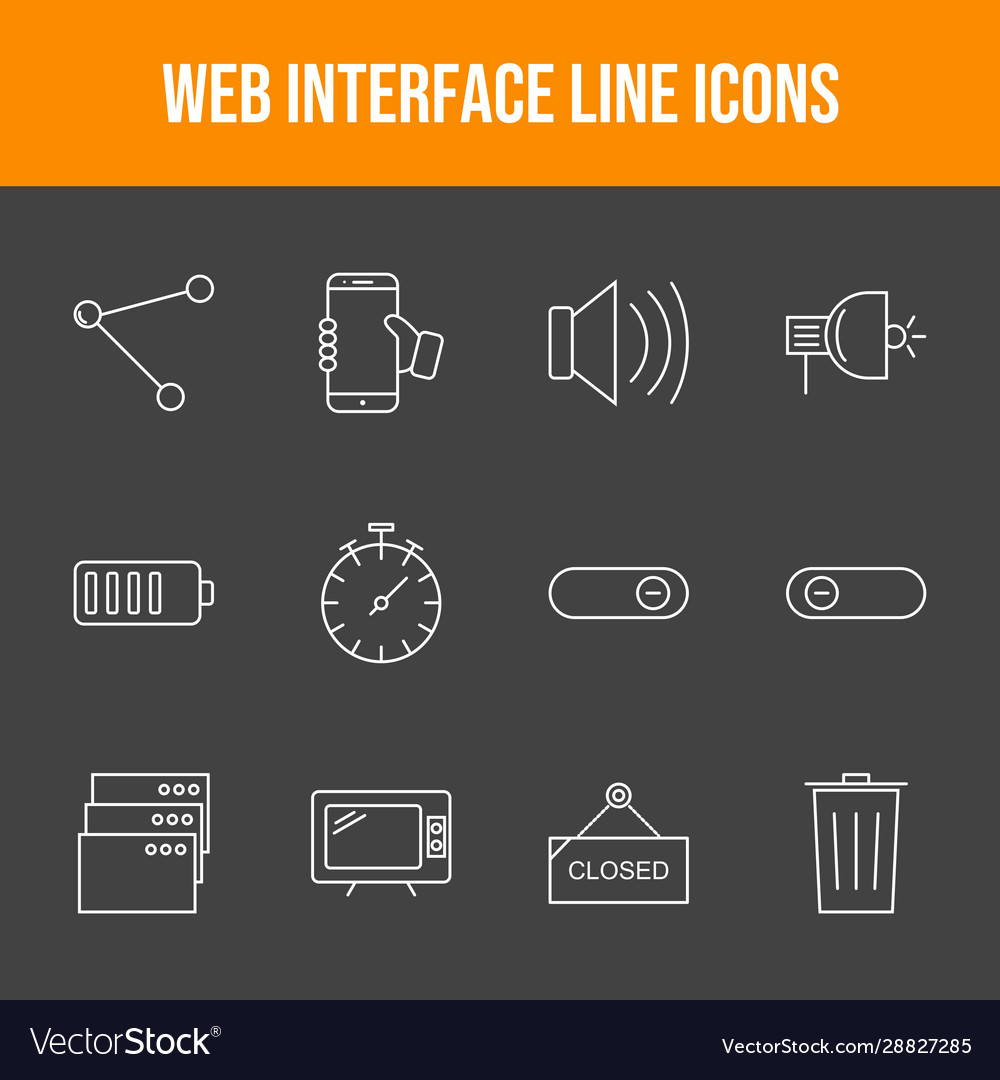 Unique web interface line icons set