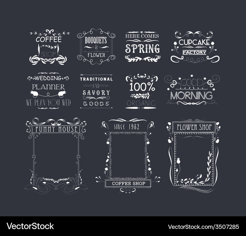 Vintage frames scroll elements and floral Vector Image