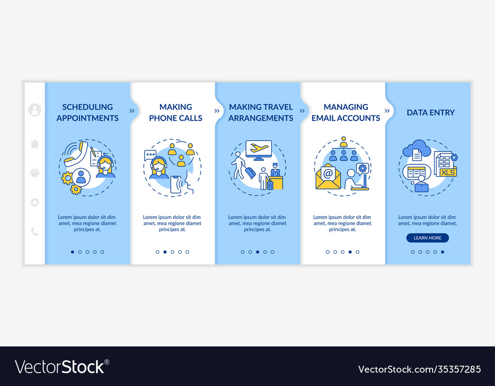 Virtual assistant tasks onboarding template vector image Virtual assistant tasks onboarding template