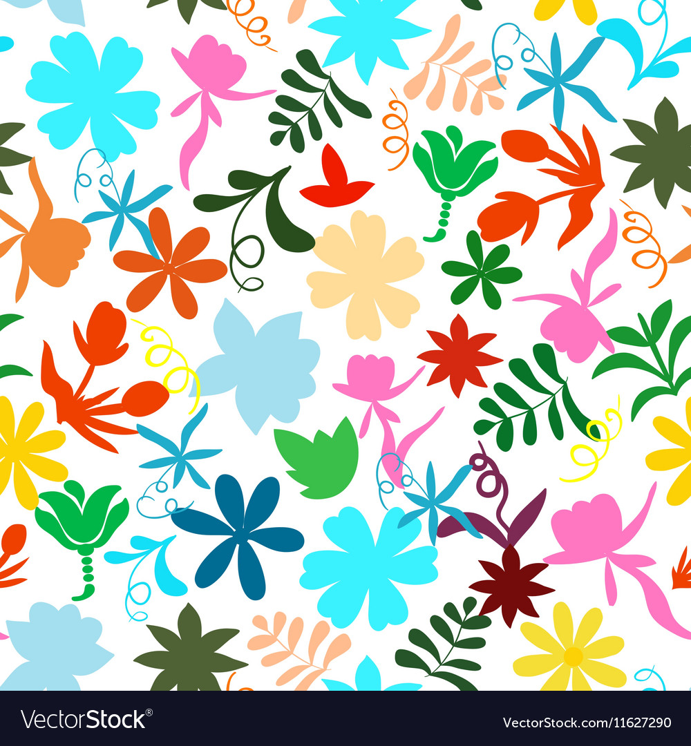 Abstract seamless pattern with isolated flowers