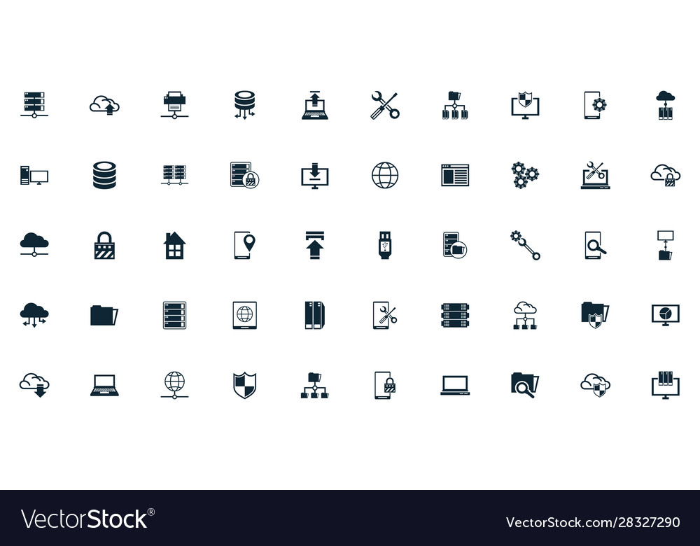 Bundle data center set icons vector image Bundle data center set icons
